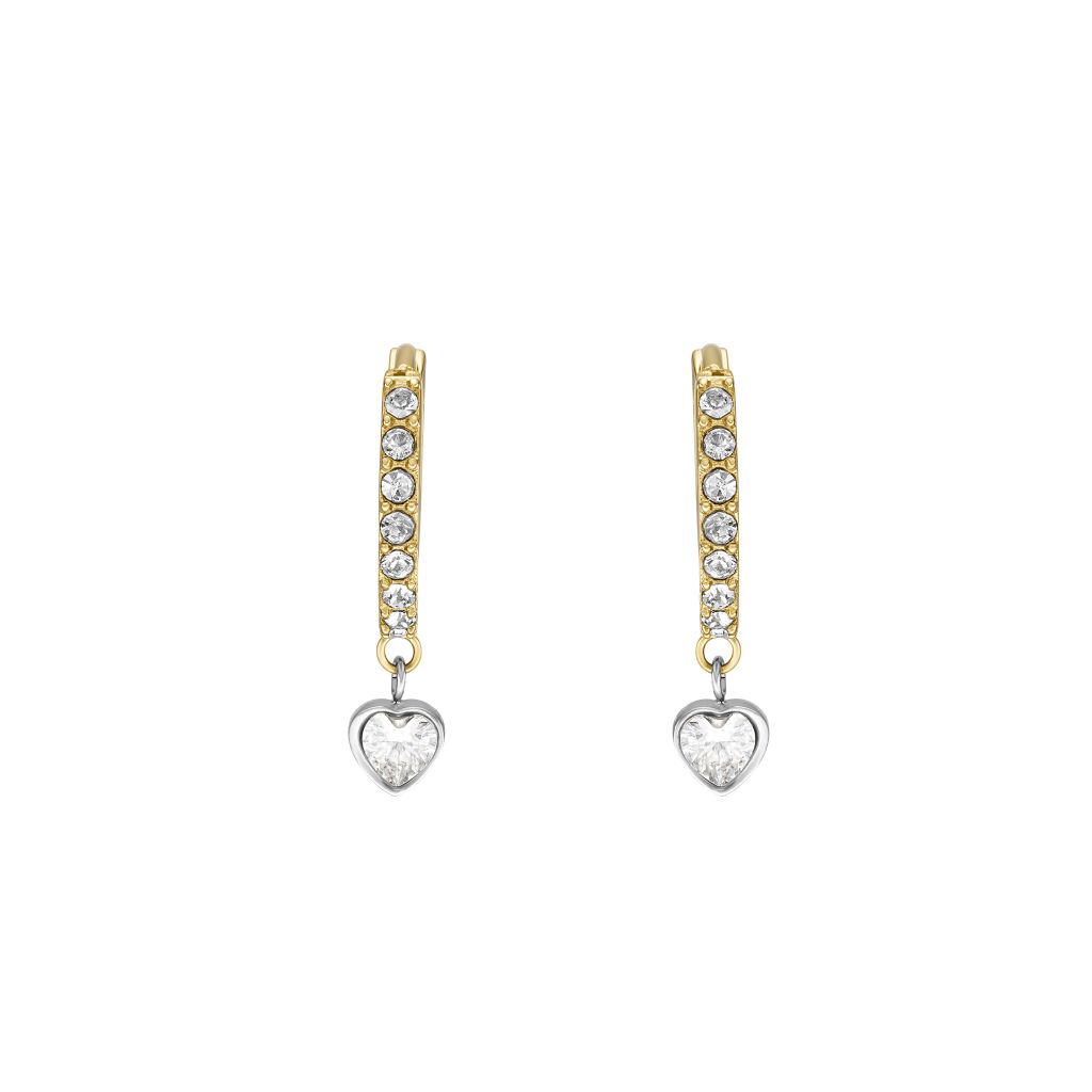 Bông tai Fossil Hoop đính đá cùng hoạ tiết trái tim JF04358998