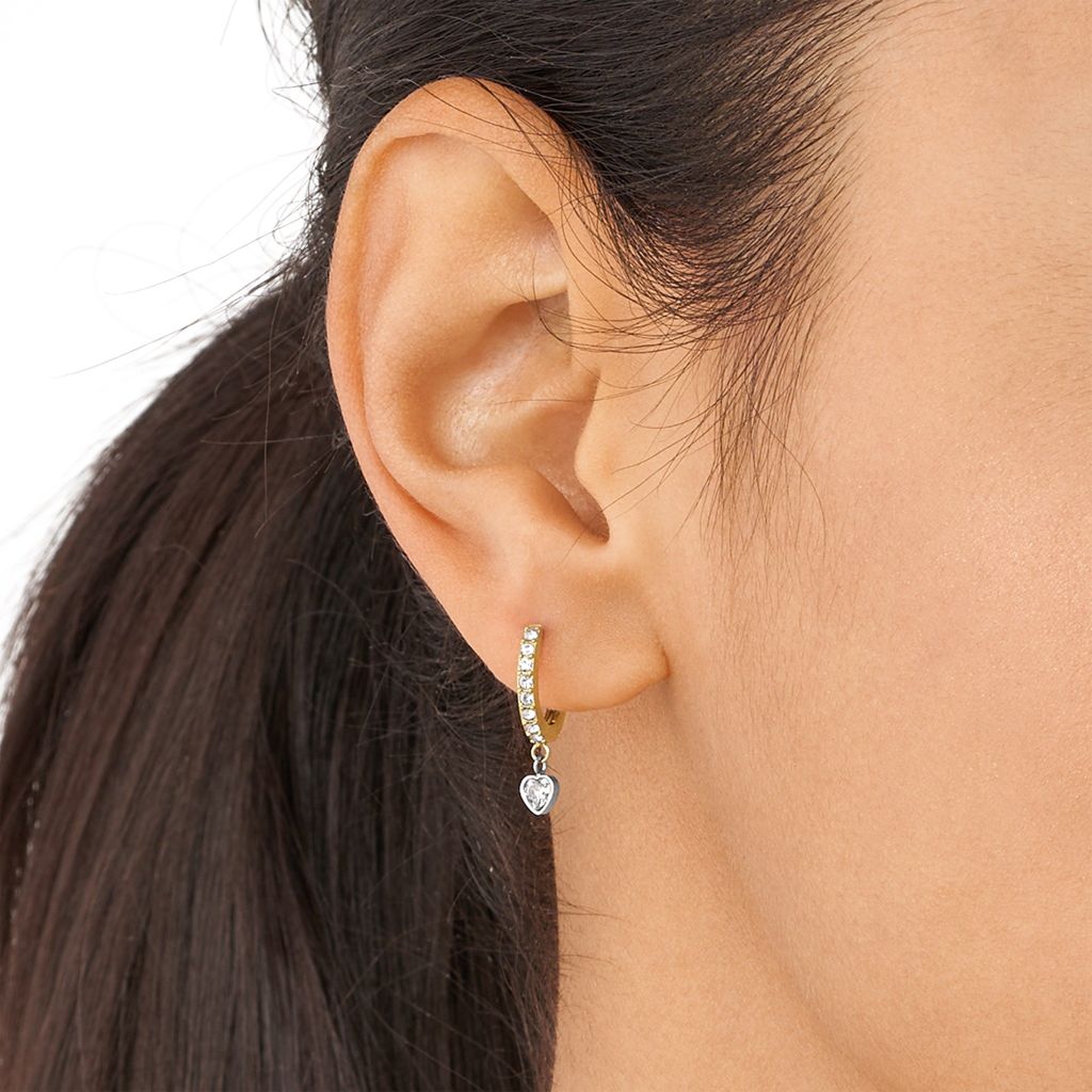 Bông tai Fossil Hoop đính đá cùng hoạ tiết trái tim JF04358998