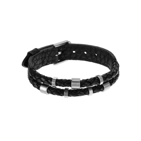 Vòng tay Fossil dây da đen cá tính JF04473040