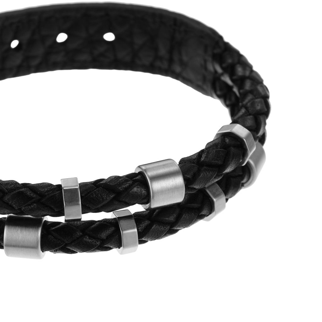 Vòng tay Fossil dây da đen cá tính JF04473040