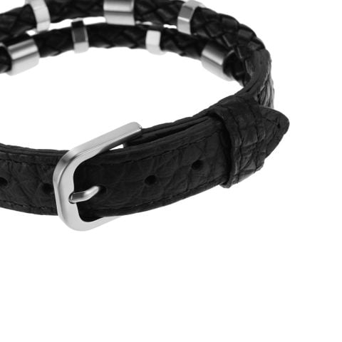 Vòng tay Fossil dây da đen cá tính JF04473040