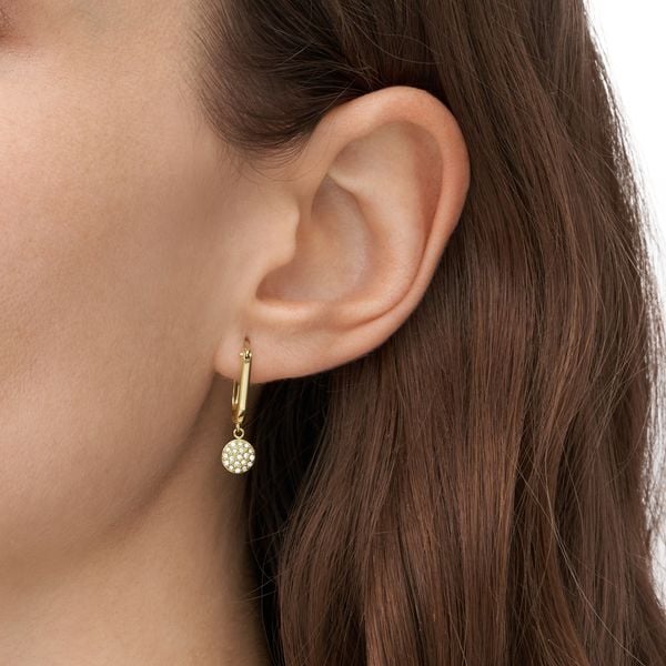 bông tai Fossil Sadie Hoop thép không gỉ màu vàng JF04546710