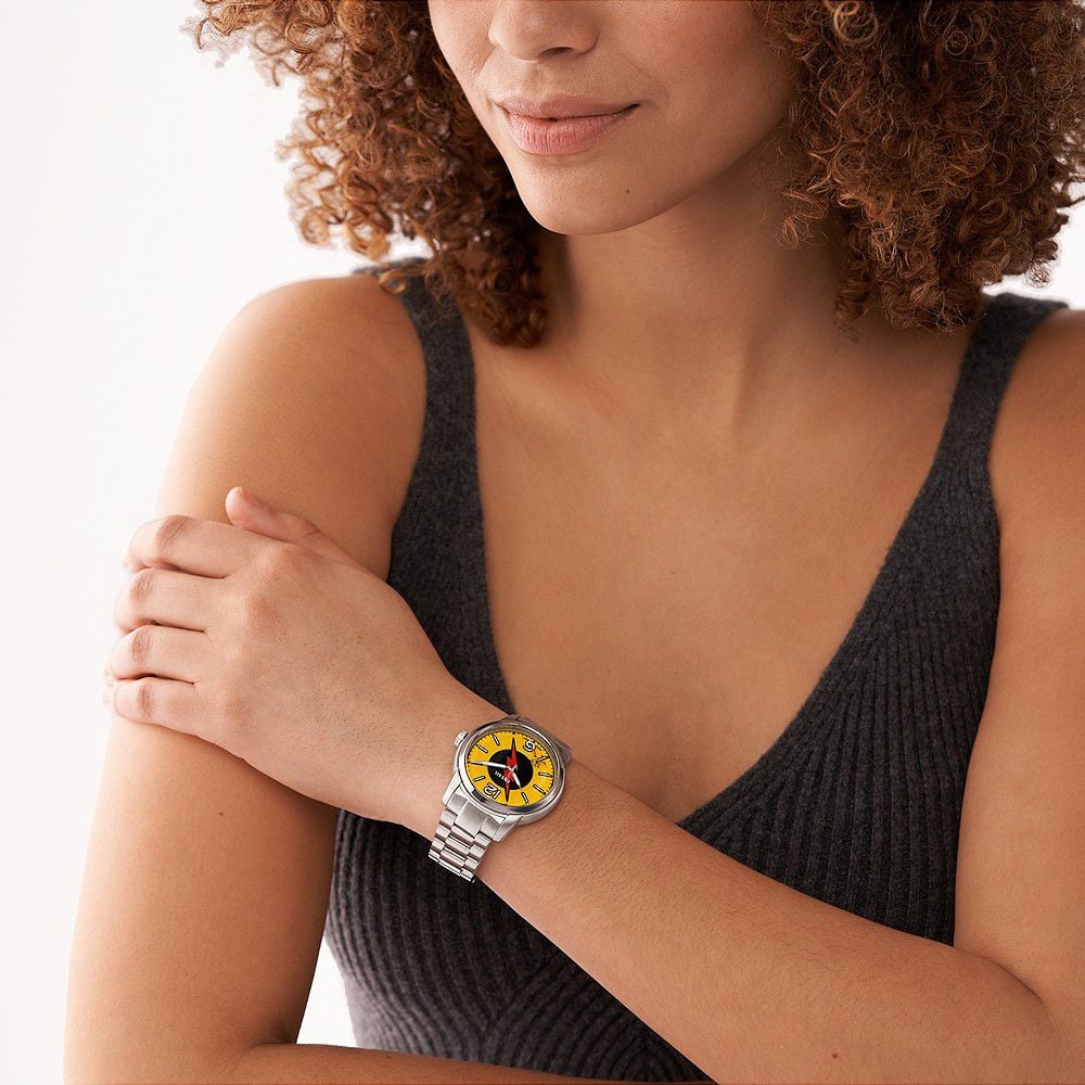 Đồng hồ Fossil The Flash limited 999 chiếc, dây thép không gỉ, mặt số 40 MM Unisex, màu vàng, LE1163