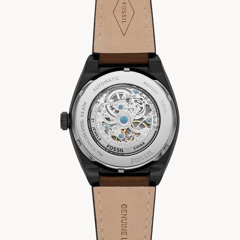 Đồng hồ cơ nam Fossil Everett Automatic, dây da, mặt 42 MM, màu nâu, ME3207