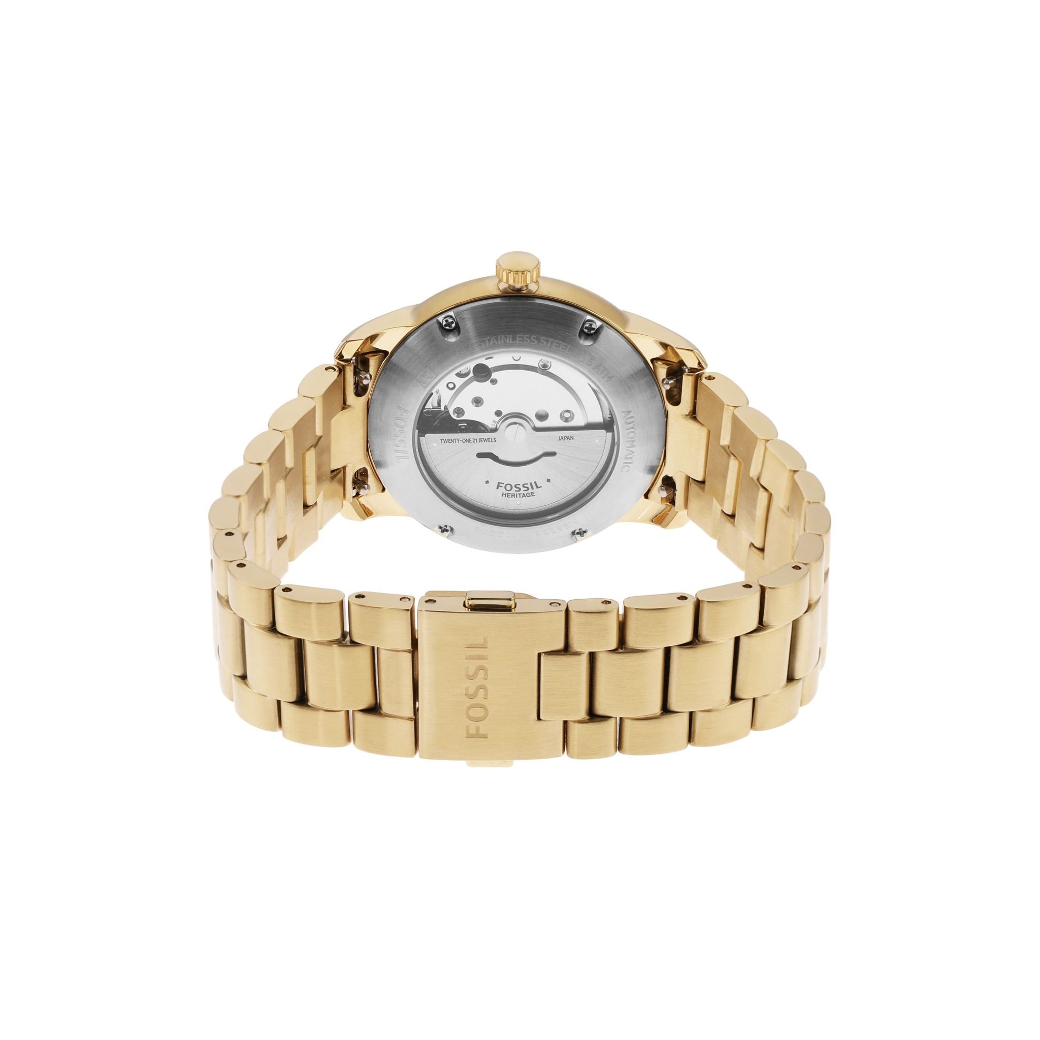  Đồng hồ cơ Fossil Heritage Automatic, Unisex Nam/Nữ mặt 38 MM, dây thép không gỉ - màu vàng, ME3226 