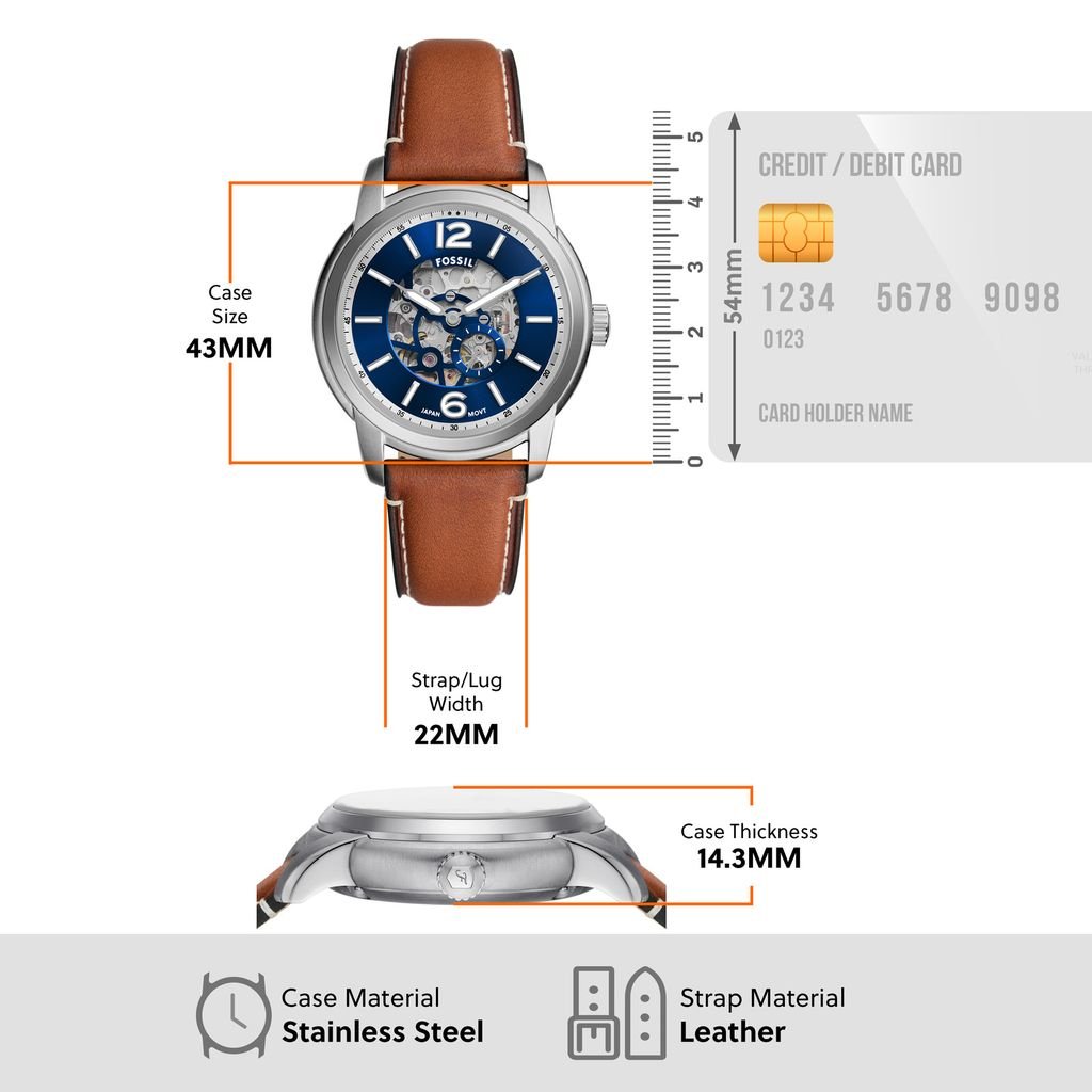 Đồng hồ cơ nam FOSSIL HERITAGE Automatic 43MM dây da ME3263