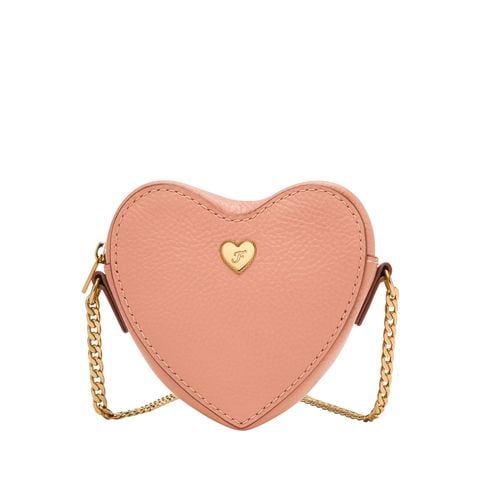 Túi nữ Fossil VDAY SL10082681 da thật, hình trái tim, khóa kéo màu vàng