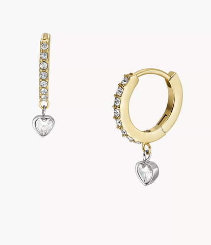 Bông tai Fossil Hoop đính đá cùng hoạ tiết trái tim JF04358998
