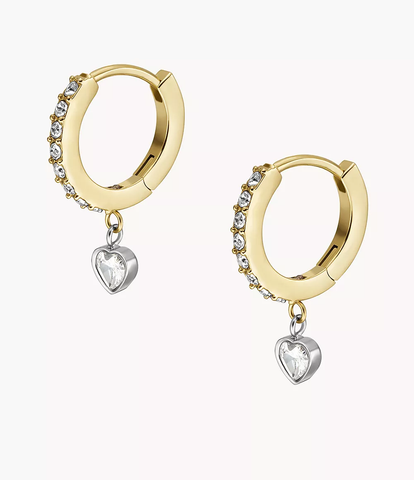 Bông tai Fossil Hoop đính đá cùng hoạ tiết trái tim JF04358998