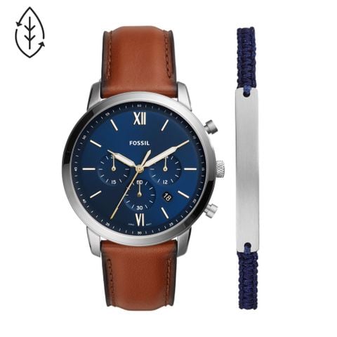 Đồng hồ nam Fossil Neutra Chrono dây da, mặt 44 MM, màu nâu, FS5708SET