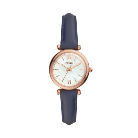 Đồng hồ nữ Fossil Carlie Mini dây da xanh, mặt 28 MM, ES4502