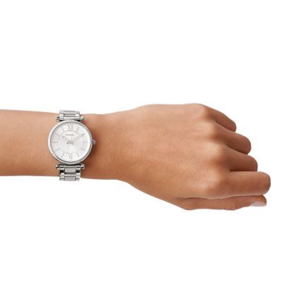 Đồng hồ nữ Fossil Carlie dây kim loại, mặt 35 MM, màu bạc, ES4341