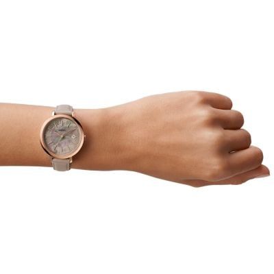 Đồng hồ nữ Fossil Jacqueline dây da, mặt 36 MM, màu xám, ES5091
