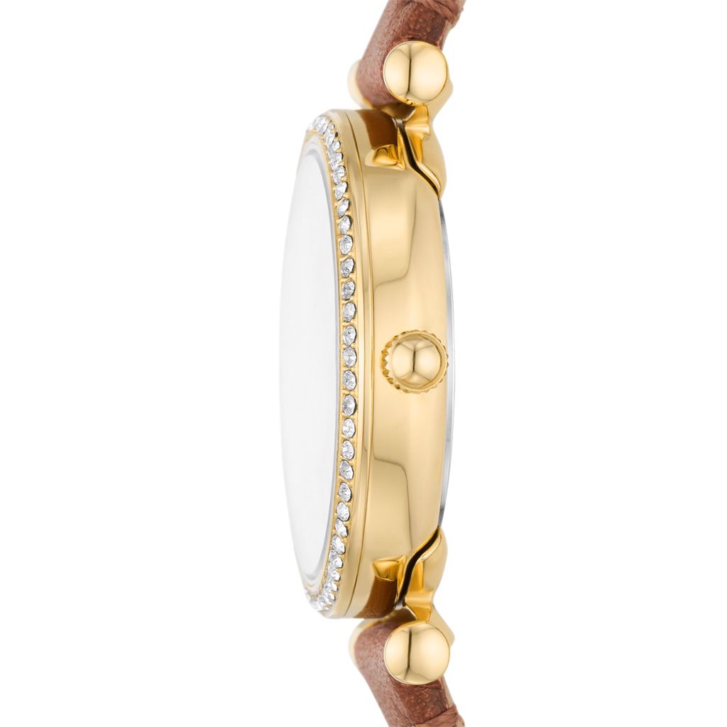 Đồng hồ nữ Fossil Carlie dây da, mặt 28 MM, màu nâu, ES5297