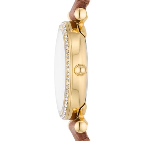 Đồng hồ nữ Fossil Carlie dây da, mặt 28 MM, màu nâu, ES5297