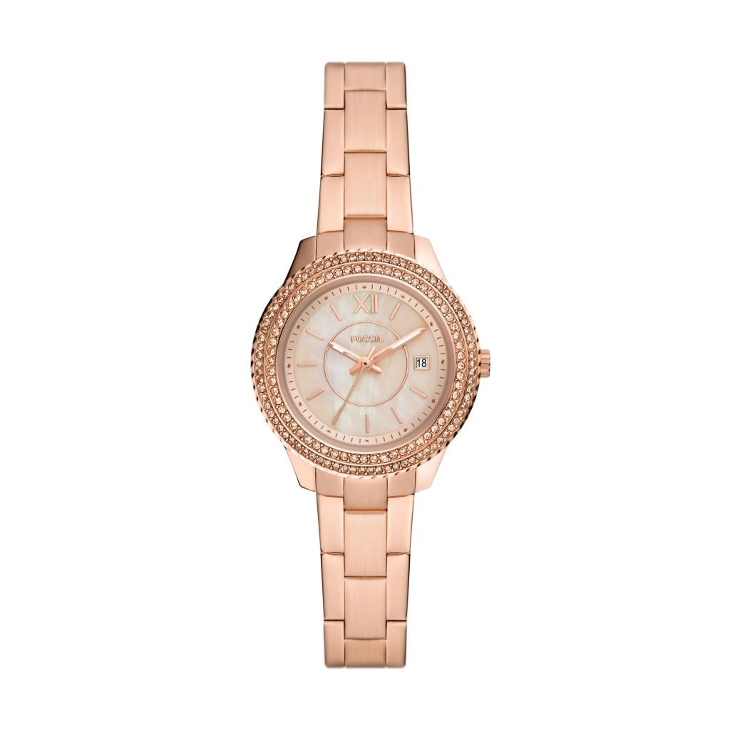 Đồng hồ nữ Fossil Stella dây kim loại, mặt 30 MM, màu vàng hồng, ES5136