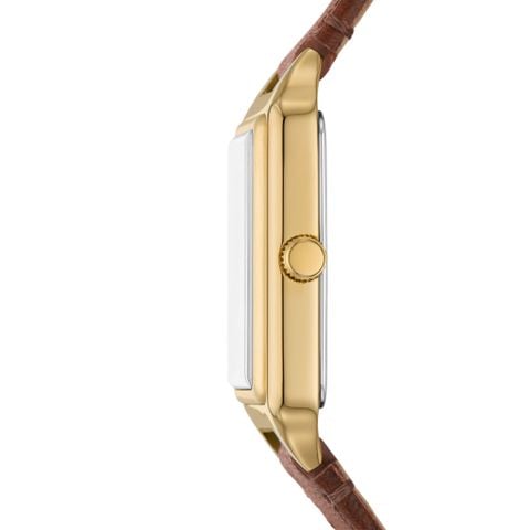 Đồng hồ nữ Fossil Raquel dây da thật màu nâu, mặt chữ nhật xám than 23 MM, ES5303