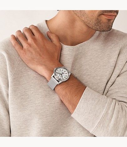 Đồng hồ nam Fossil Fossil Blue dây kim loại, mặt 42 MM, màu bạc, FS5948