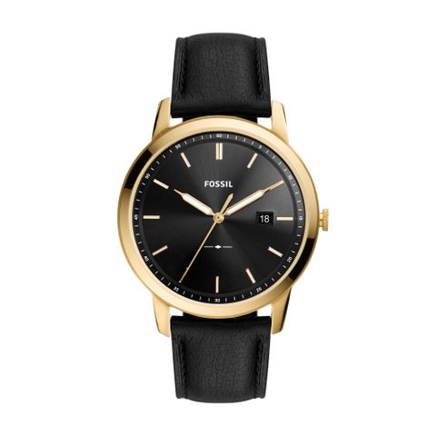 Đồng hồ nam Fossil The Minimalist Solar dây da, mặt 44 MM, màu đen, FS5840
