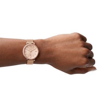 Đồng hồ nữ Fossil Jacqueline dây kim loại, mặt 36 MM, màu vàng hồng, ES4628
