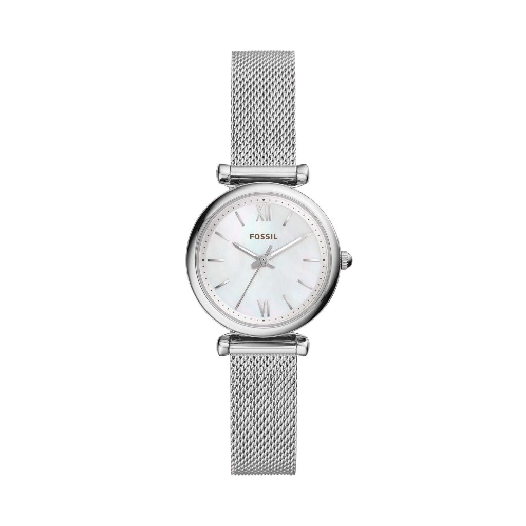 Đồng hồ nữ Fossil CARLIE MINI, mặt bằng xà cừ 29mm, vỏ thép không gỉ ES4432 - màu bạc