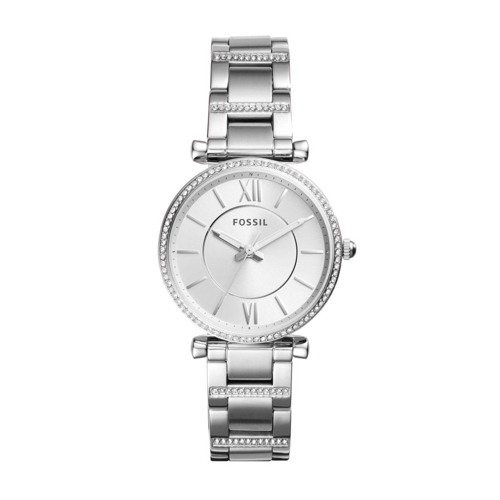 Đồng hồ nữ Fossil Carlie dây kim loại, mặt 35 MM, màu bạc, ES4341