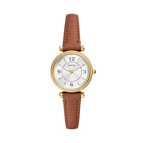Đồng hồ nữ Fossil Carlie dây da, mặt 28 MM, màu nâu, ES5297