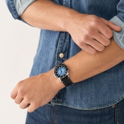  Đồng hồ nam Fossil BLUE dây da FS5960 - màu đen 
