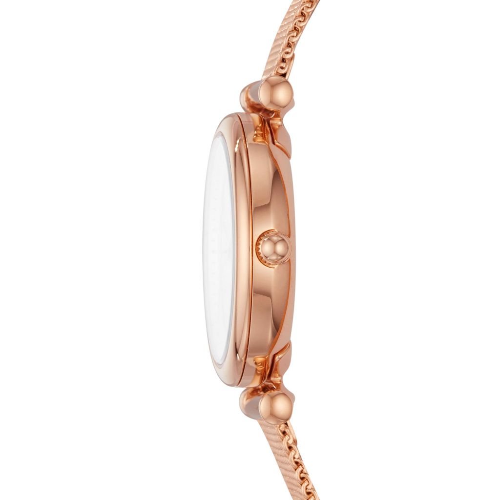 Đồng hồ nữ Fossil Carlie dây kim loại, mặt 28 MM, màu vàng hồng, ES4433