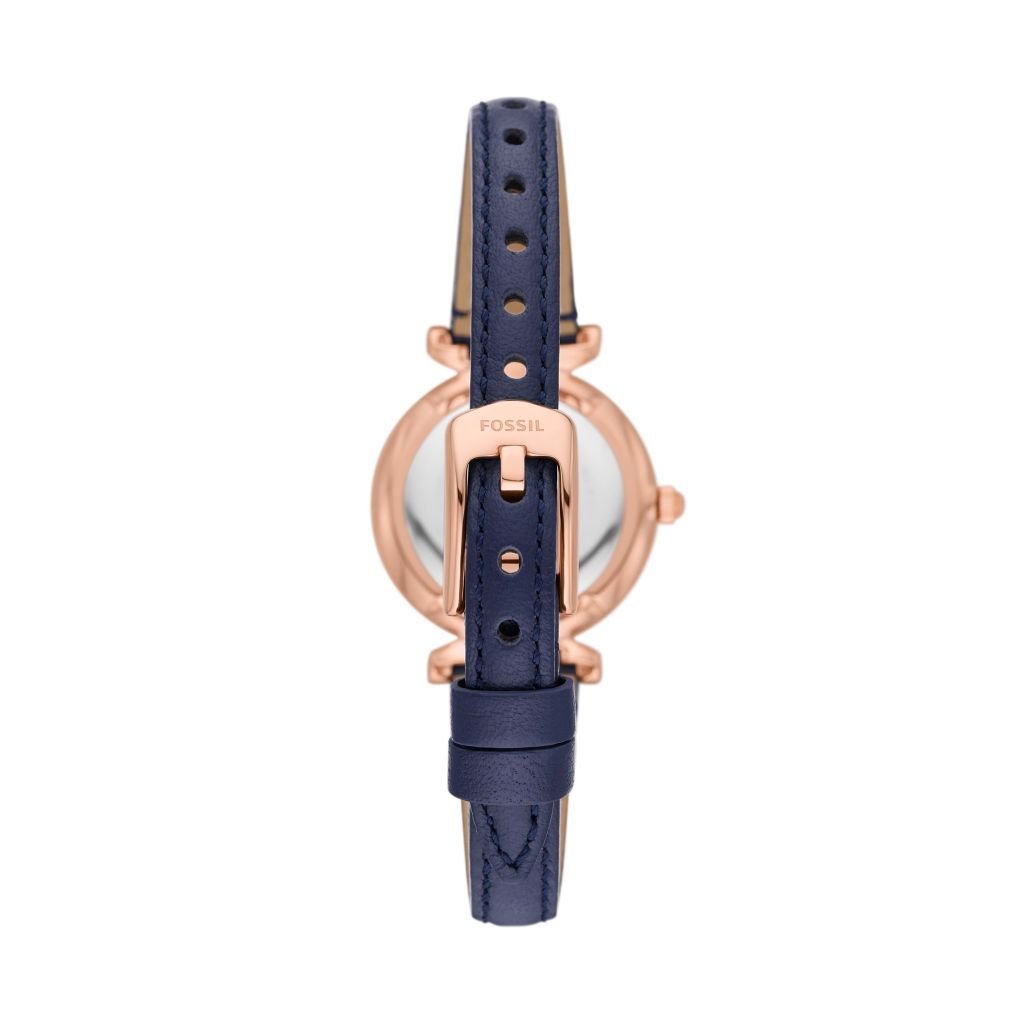 Đồng hồ nữ Fossil Carlie dây da, mặt 28 MM, màu xanh dương, ES5295