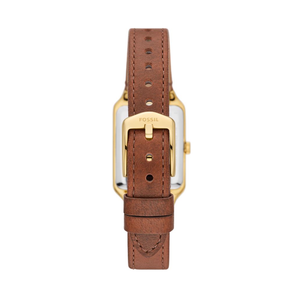 Đồng hồ nữ Fossil Raquel dây da thật màu nâu, mặt chữ nhật xám than 23 MM, ES5303