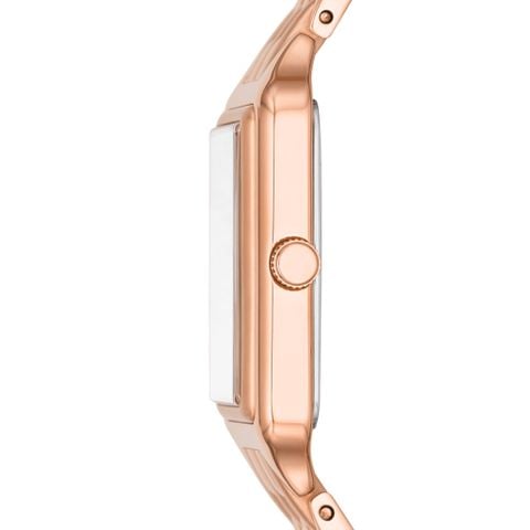 Đồng hồ nữ Fossil Raquel dây kim loại màu vàng hồng, mặt chữ nhật 23 MM, ES5271