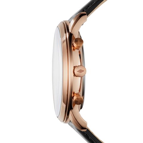 Đồng hồ nam Fossil NEUTRA CHRONO, mặt 44mm, xem ngày, đếm thời gian, dây da FS5381I - màu đen, viền màu vàng hồng