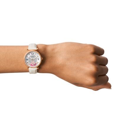  Đồng hồ nữ Fossil Carlie dây da ES5187 - màu trắng 