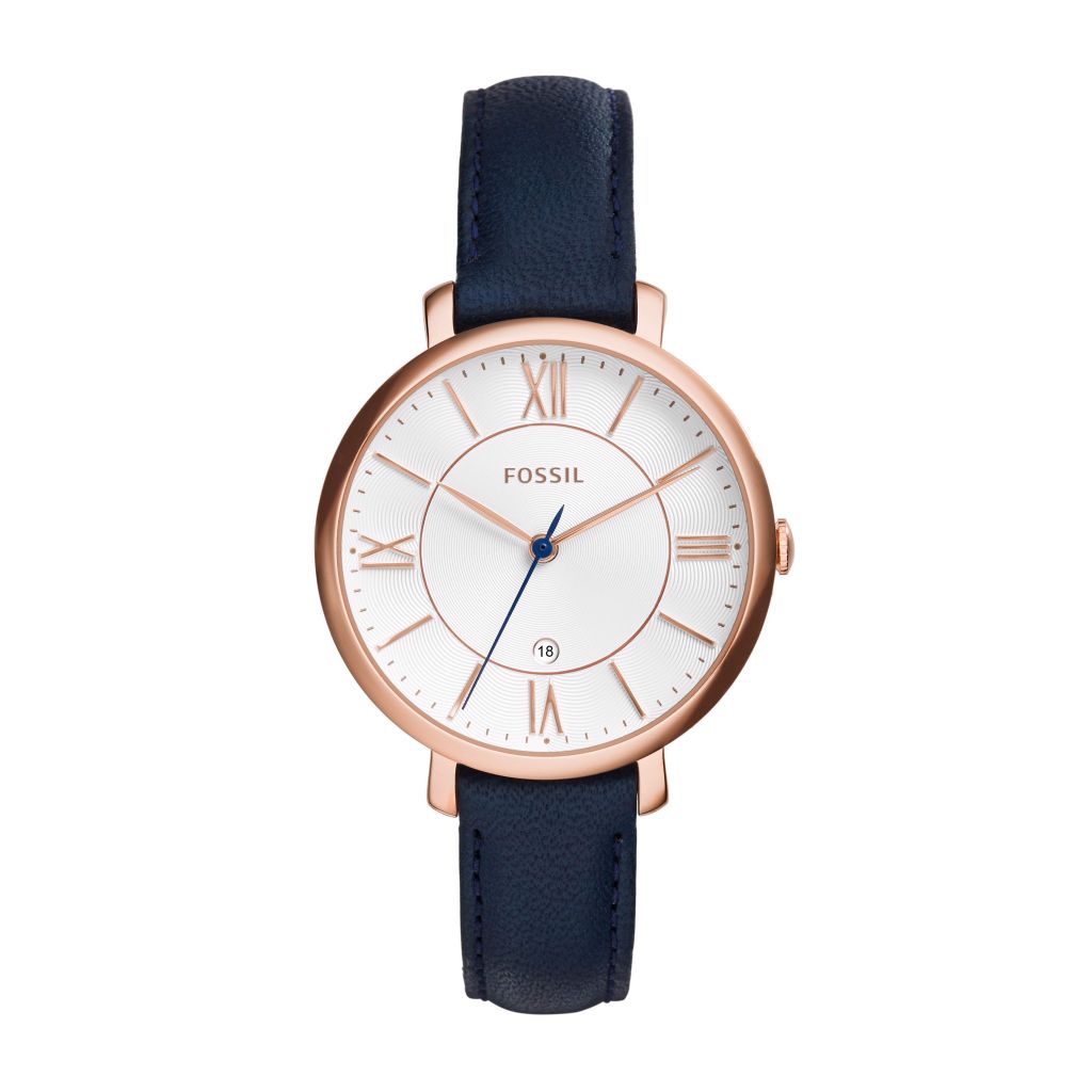 Đồng hồ nữ Fossil Jacqueline dây da, mặt 36 MM, màu xanh dương, ES3843