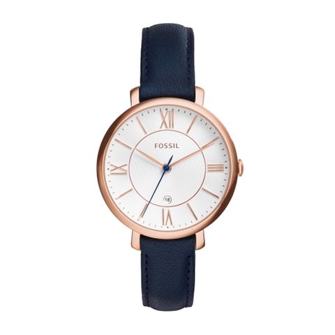 Đồng hồ nữ Fossil Jacqueline dây da, mặt 36 MM, màu xanh dương, ES3843