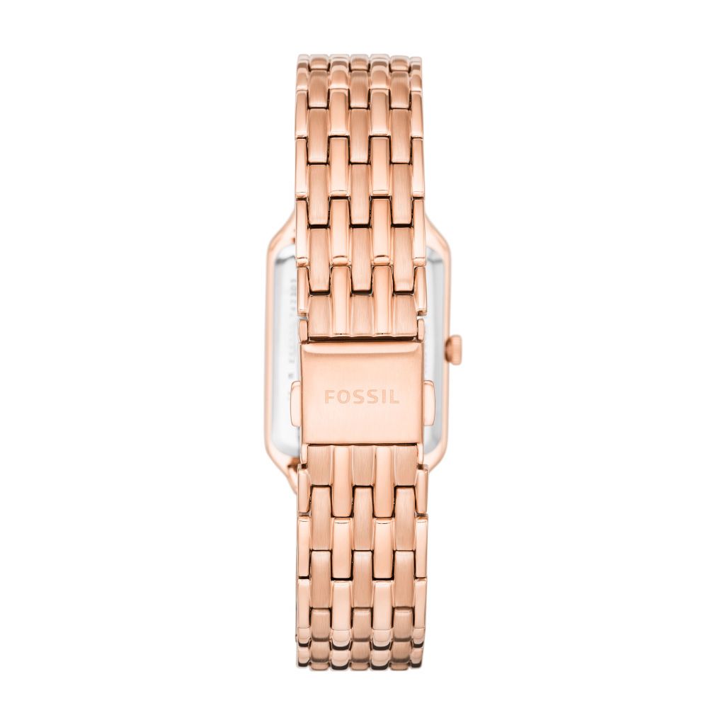 Đồng hồ nữ Fossil Raquel dây kim loại màu vàng hồng, mặt chữ nhật 23 MM, ES5271