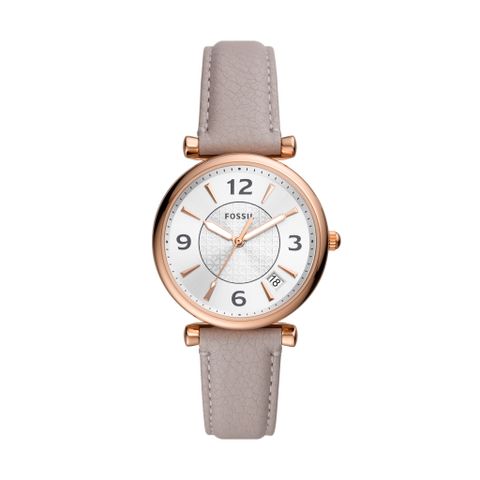Đồng hồ nữ Fossil Carlie dây da, mặt 35 MM, màu xám, ES5161