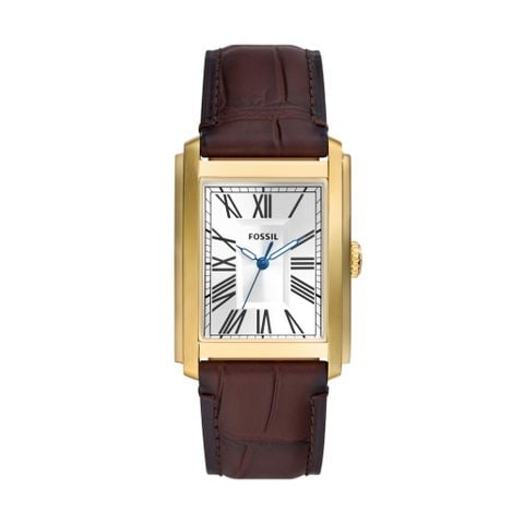 Đồng hồ nam Fossil Carraway dây da, mặt chữ nhật 30 MM, màu nâu, FS6011