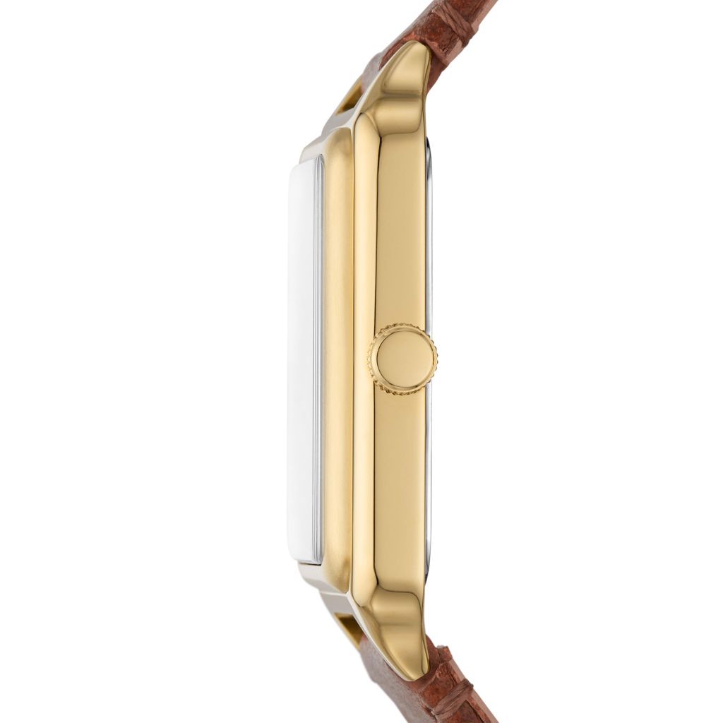 Đồng hồ nữ Fossil Raquel dây da thật màu nâu, mặt chữ nhật khảm xà cừ 26 MM, ES5307