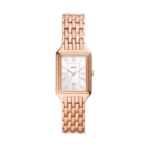 Đồng hồ nữ Fossil Raquel dây kim loại màu vàng hồng, mặt chữ nhật 23 MM, ES5271