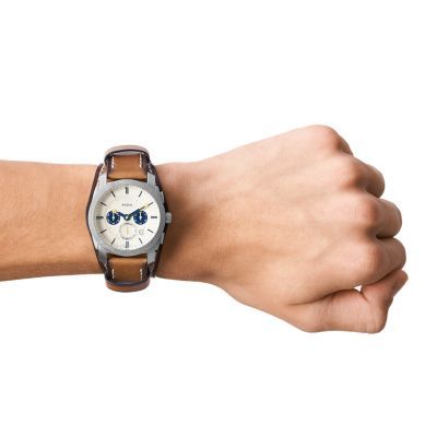 Đồng hồ nam Fossil Machine Chronograph dây da thật, mặt 42 MM, màu nâu, FS5922