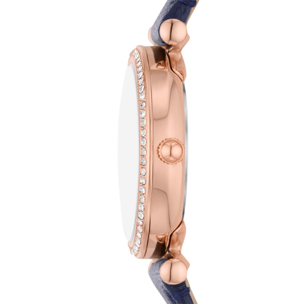 Đồng hồ nữ Fossil Carlie dây da, mặt 28 MM, màu xanh dương, ES5295