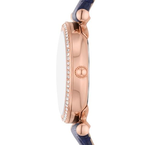 Đồng hồ nữ Fossil Carlie dây da, mặt 28 MM, màu xanh dương, ES5295