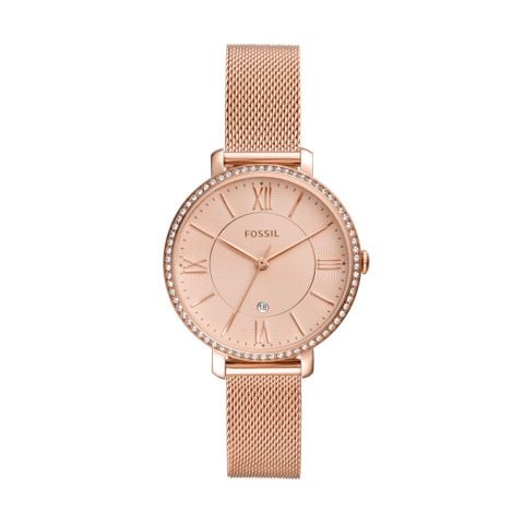 Đồng hồ nữ Fossil Jacqueline dây kim loại, mặt 36 MM, màu vàng hồng, ES4628