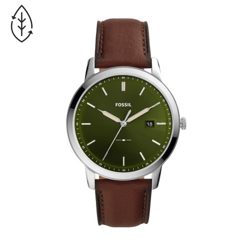 Đồng hồ nam Fossil The Minimalist Solar dây da, mặt 44 MM, màu nâu, FS5838