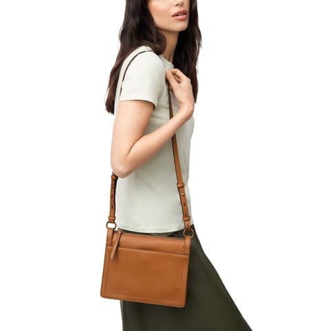 Túi đeo chéo nữ Fossil TARYN da thật ZB1894216 - màu nâu