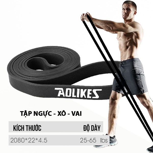 Dây kháng lực tập gym Power Band Aolikes ĐEN (65lbs)