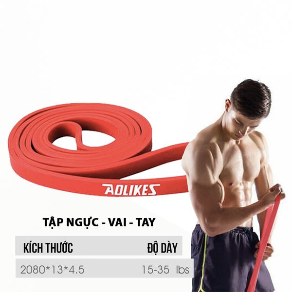 Dây kháng lực tập gym Power Band Aolikes ĐỎ (35lbs)