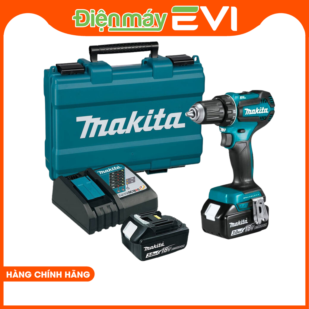 Máy khoan pin cầm tay Makita DDF485SFE Với động cơ mạnh mẽ và pin dung lượng cao, sản phẩm này có thể khoan và vặn vít nhanh chóng và hiệu quả